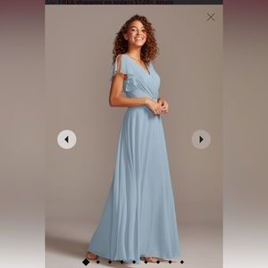 David’s bridal bridesmaid dress with flutter sleeve full skirt, formal gown
